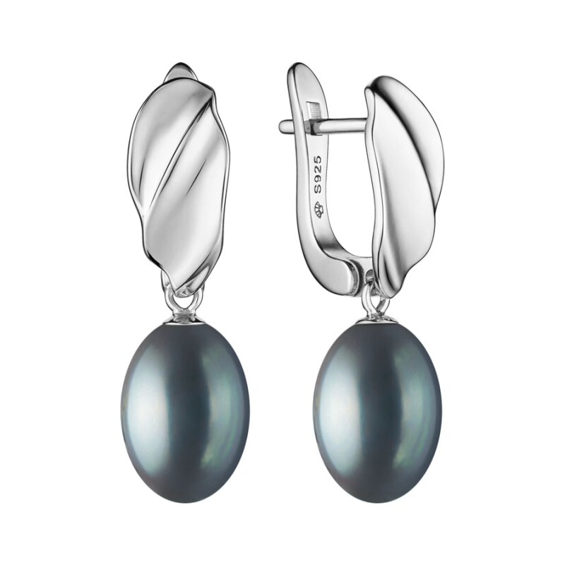 Gaura Pearls Stříbrné náušnice s černou perlou Calista - stříbro 925 104439434