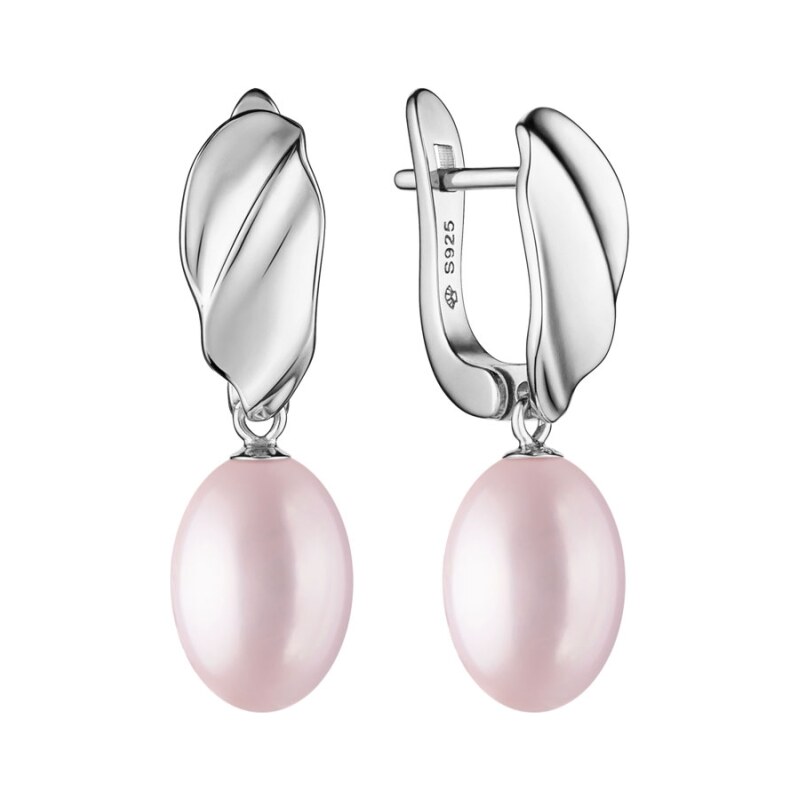 Gaura Pearls Stříbrné náušnice s levandulovou perlou Calista - stříbro 104439435
