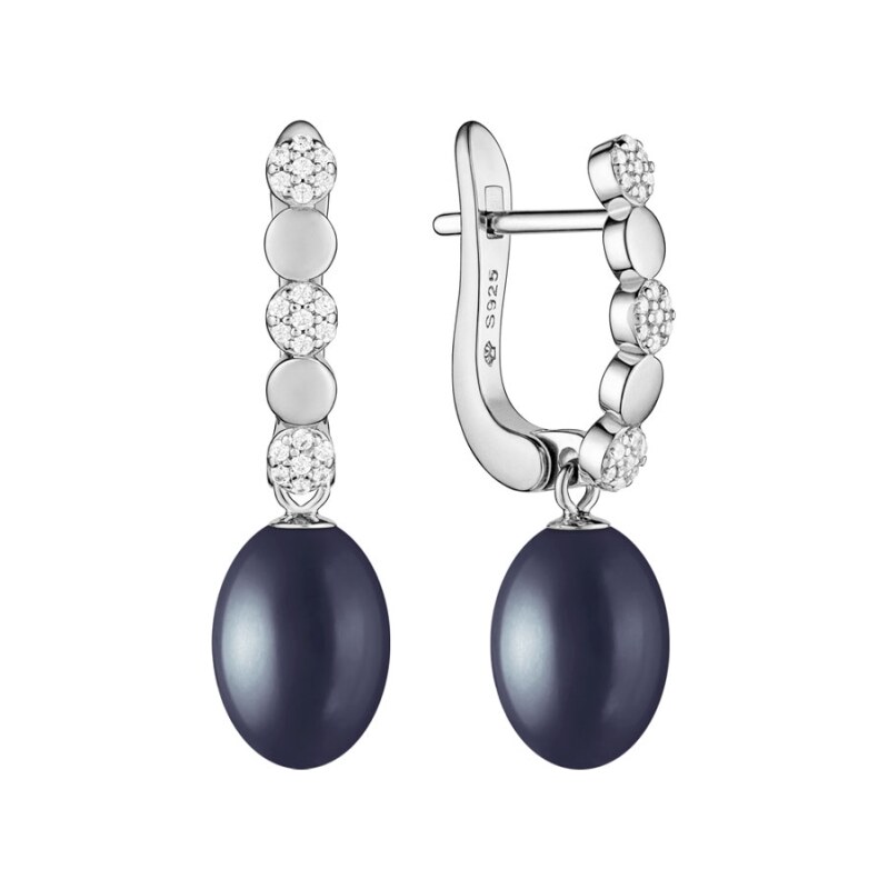 Gaura Pearls Stříbrné náušnice s černou perlou Magda - stříbro 925 104439437