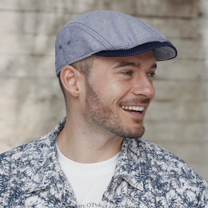 Letní pánská bavlněná modrá bekovka Krumlovanka - s regulací velikosti Krm-0011