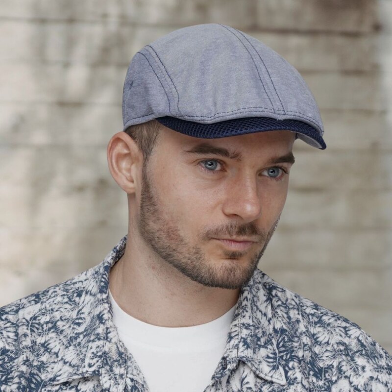 Letní pánská bavlněná modrá bekovka Krumlovanka - s regulací velikosti Krm-0011