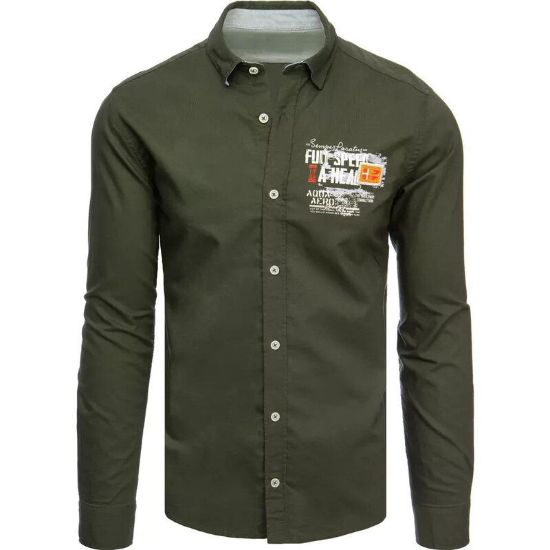 BASIC Khaki košile s potiskem