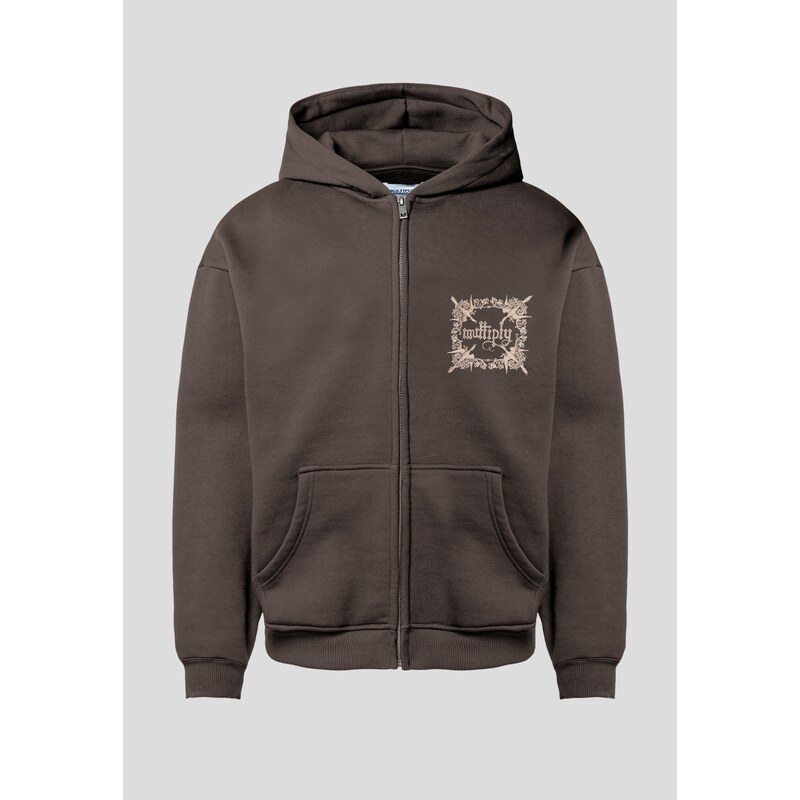 Multiply Apparel Mikina Regalia béžová / tmavě hnědá