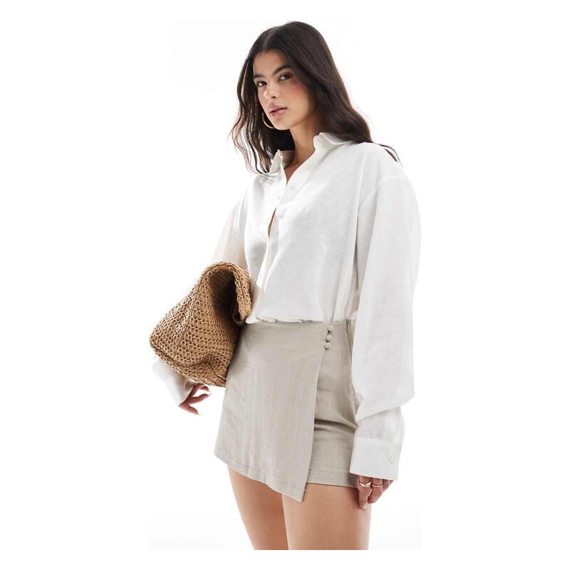 ASOS DESIGN linen blend shirt in white 115510214