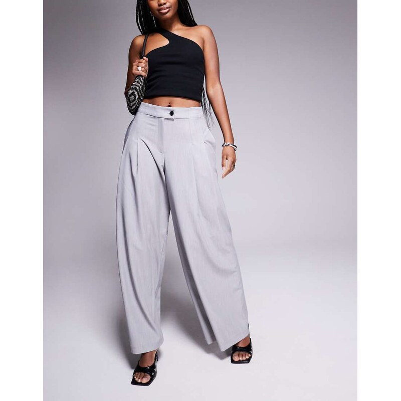 River Island wide leg trouser in grey 115589414
