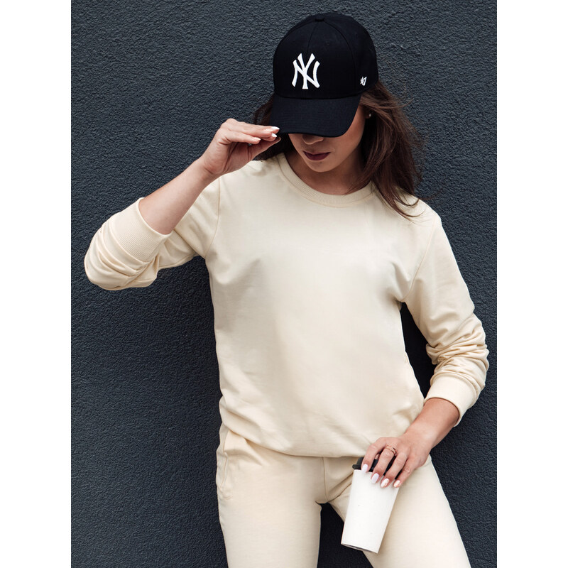 Krémová dámská basic mikina GLAMFLAIR Smetanová