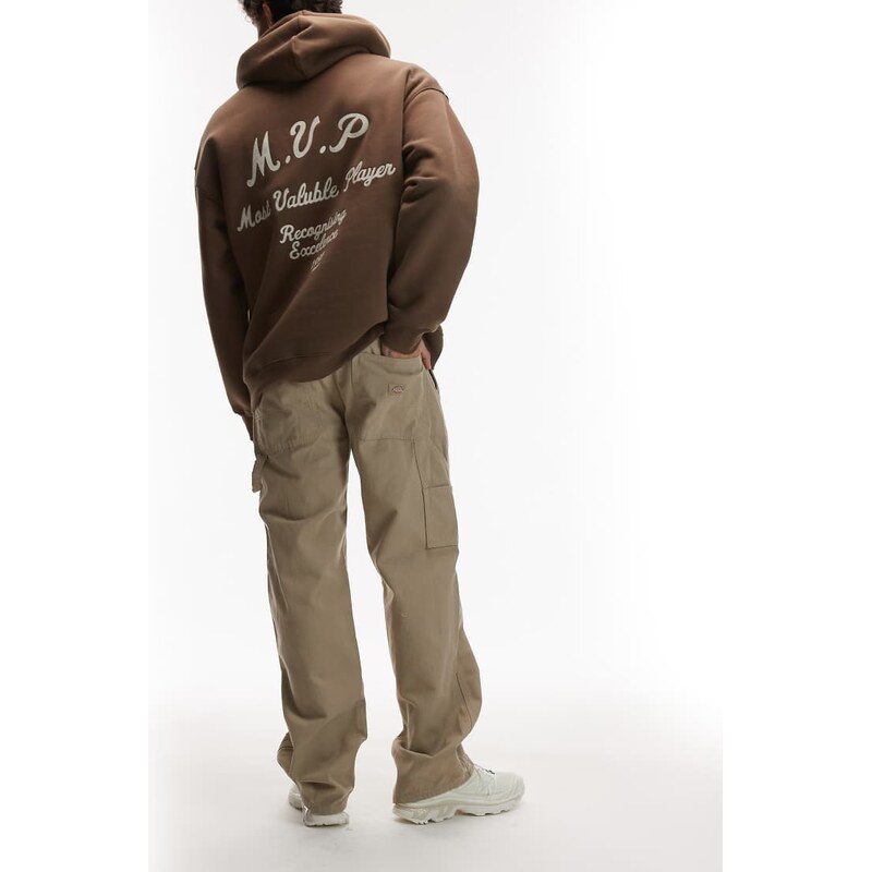 Dickies canvas carpenter trousers in washed light tan-Brown