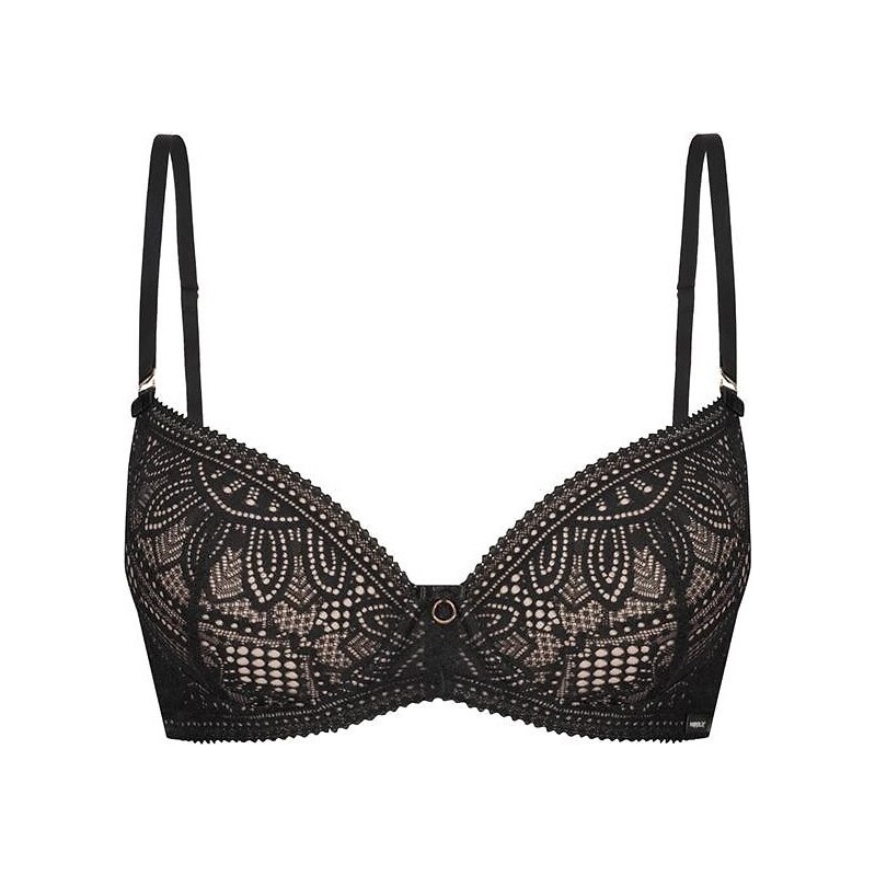 Černo-béžová krajková push-up podprsenka Mefemi Desire Černá 104462161