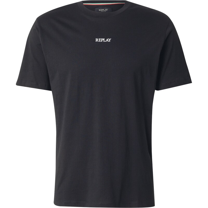 REPLAY Tričko černá / offwhite
