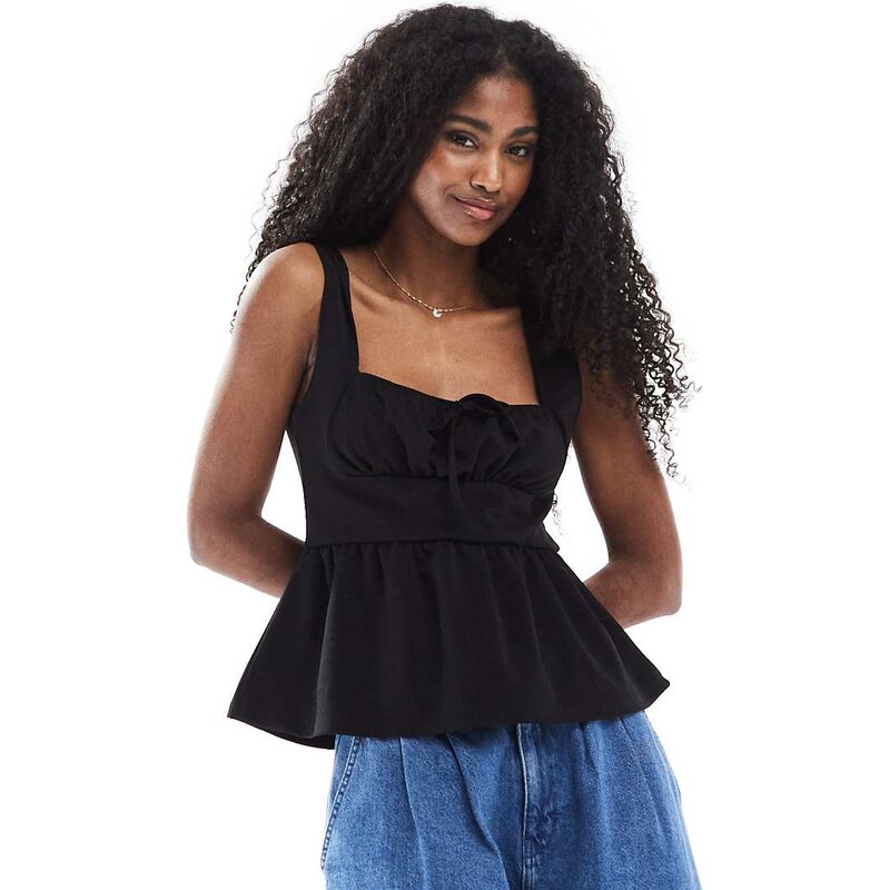 Miss Selfridge jersey milkmaid corset top in black 104469743
