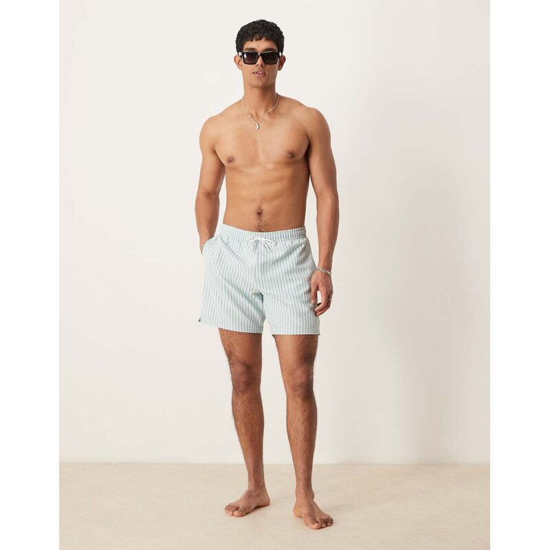Abercrombie & Fitch swimwear 7 short in green stripe 107401184