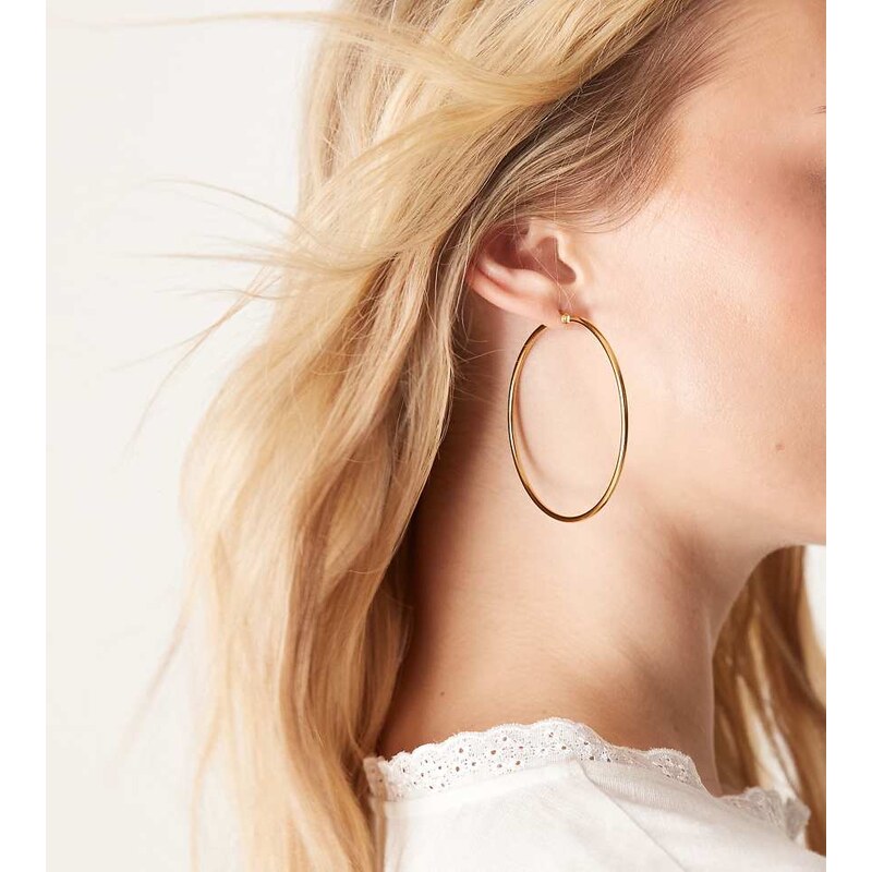 Lost Souls stainless steel 18ct gold plated 60mm hoop earrings 104609395