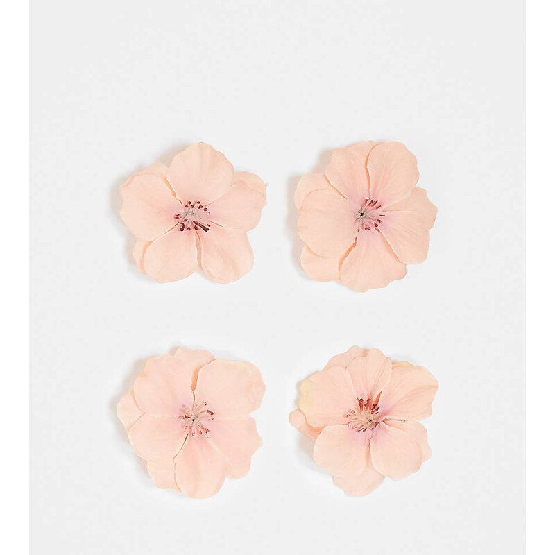 DesignB London pack of 4 flower hair clips in coral-Pink 104501918