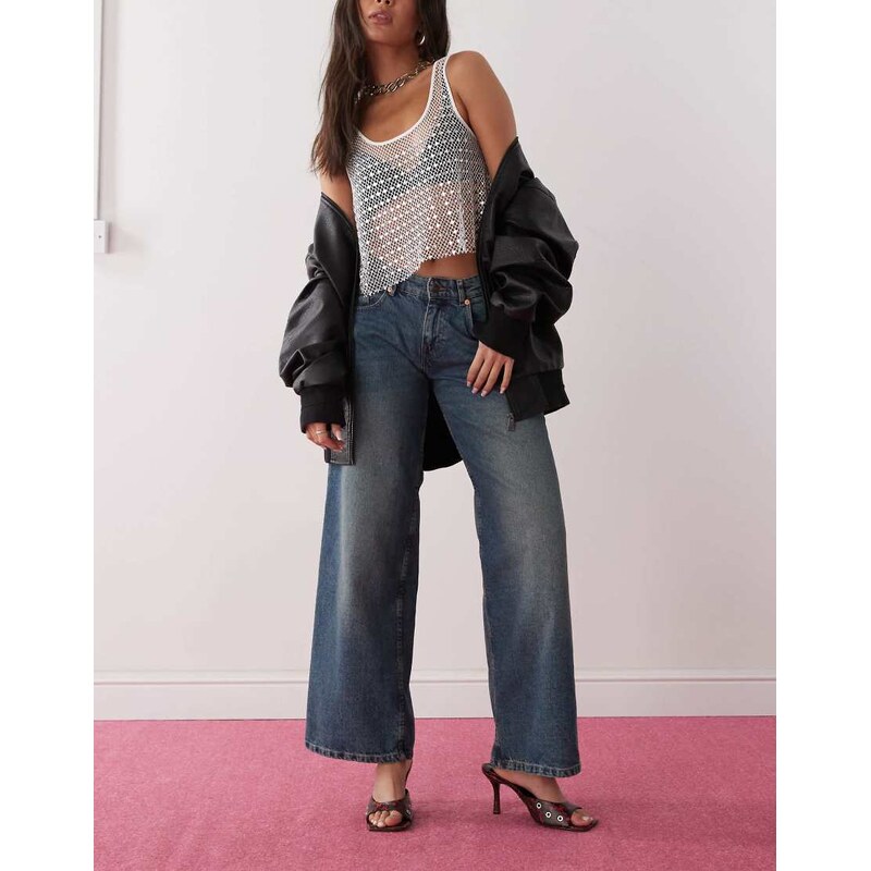 Motel roomy extra wide low rise jeans in bright blue