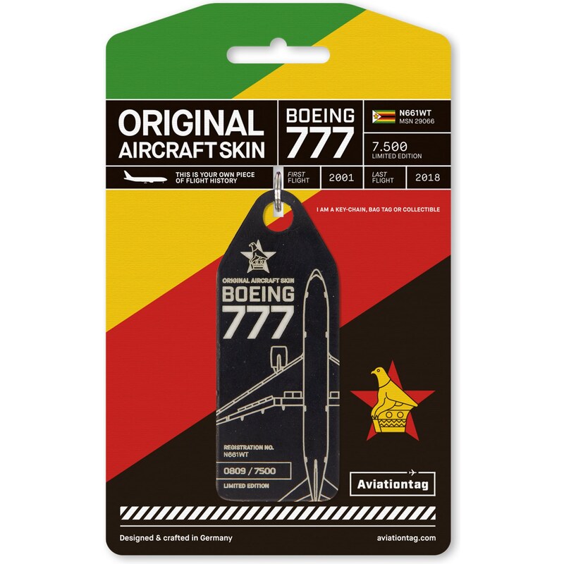AVIATIONTAG Přívěsek z letadla Boeing 777 - N661WT černý 75539632