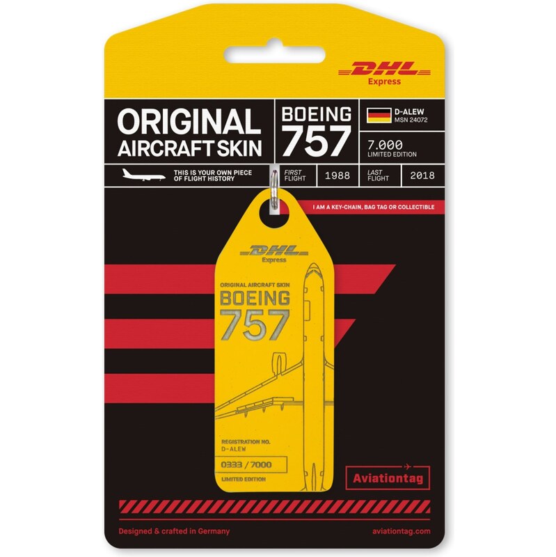 AVIATIONTAG Přívěsek z letadla Boeing 757 - D-ALEW žlutý 75539641