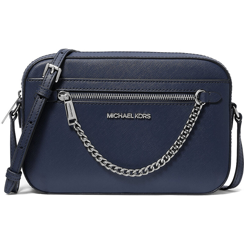 Michael Kors Jet Set Large Saffiano Leather Crossbody Bag Navy