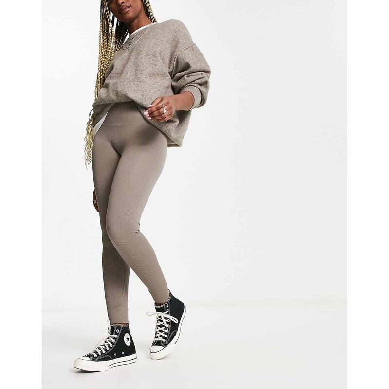 ONLY high waisted seamless leggings co-ord in mushroom-Neutral