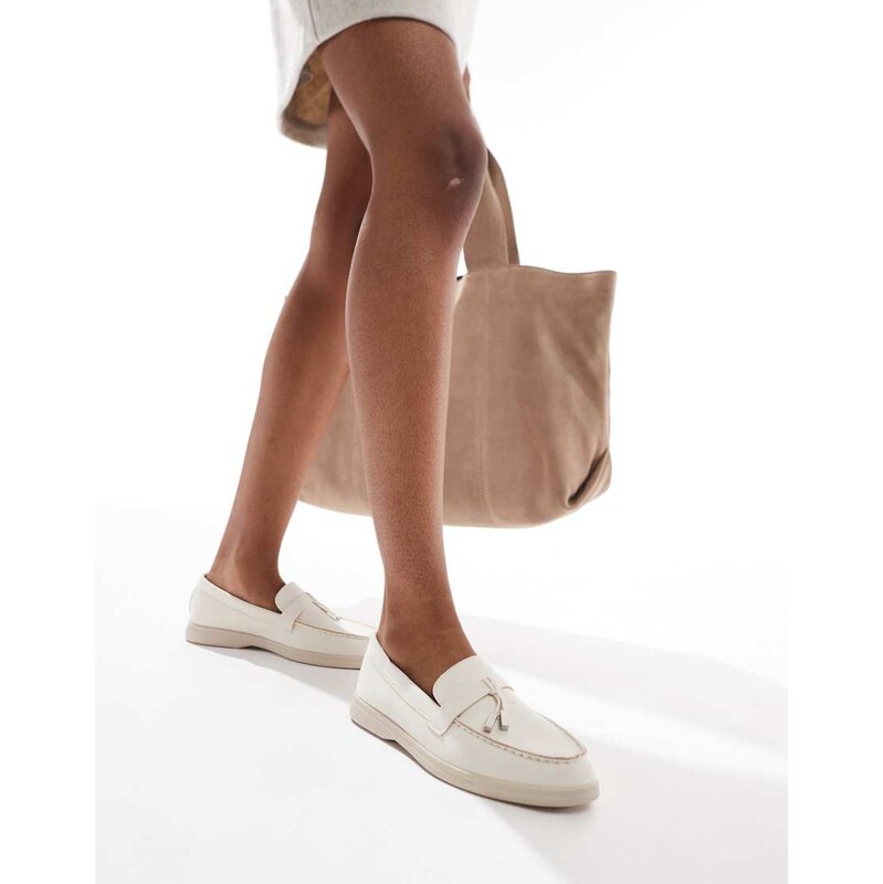 SEQWL Panther tassel trim loafer in faux suede cream-White 114813623