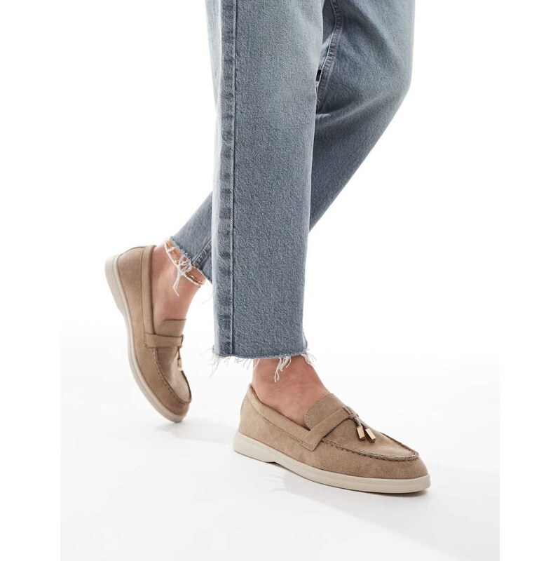 SEQWL Panther tassel trim loafer in faux suede taupe-Neutral 113347063
