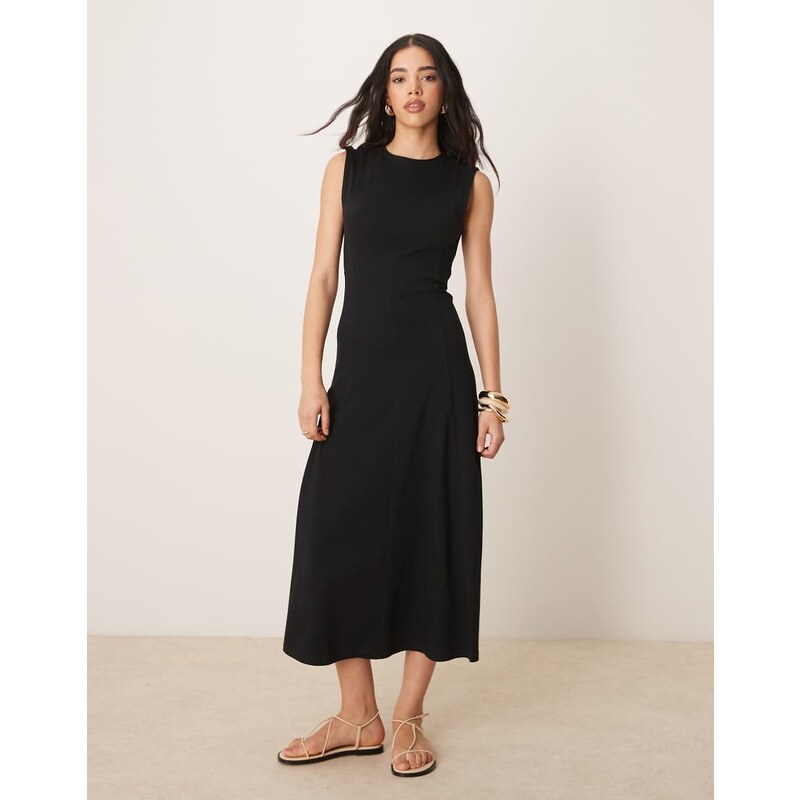 ASOS Design cotton sleeveless midi sundress in black