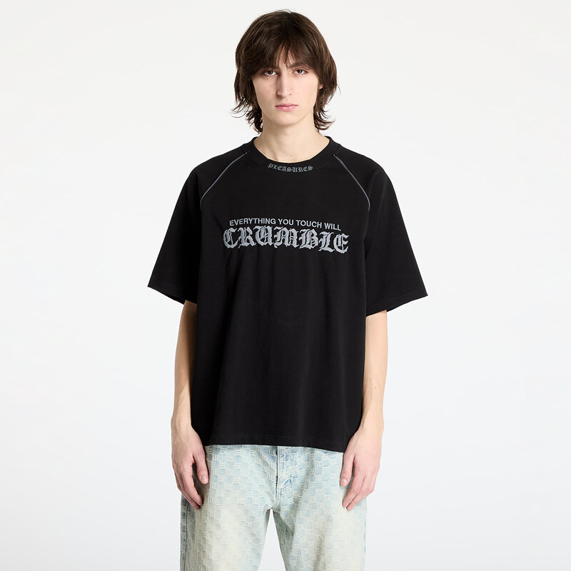 Tričko PLEASURES Crumble Heavyweight Raglan Black S