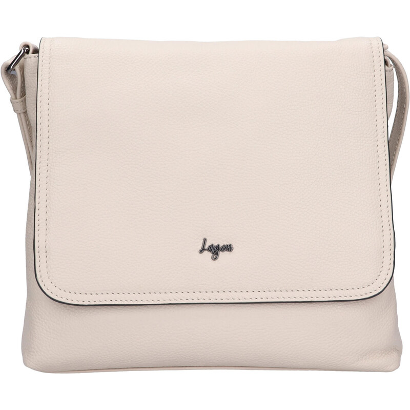 Dámská kožená crossbody kabelka Lagen Lotte - krémová