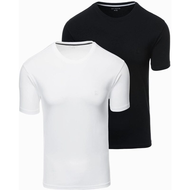 Ombre Clothing Dvojbalení bavlněných triček - bílé a černé V2