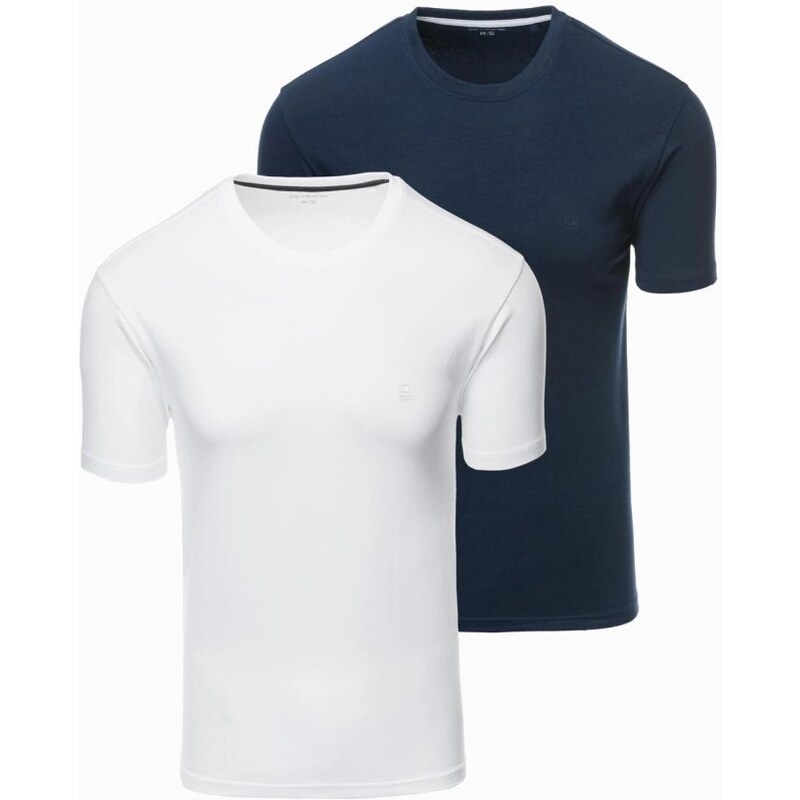 Ombre Clothing Dvojbalení bavlněných triček - bílé a tmavě modré