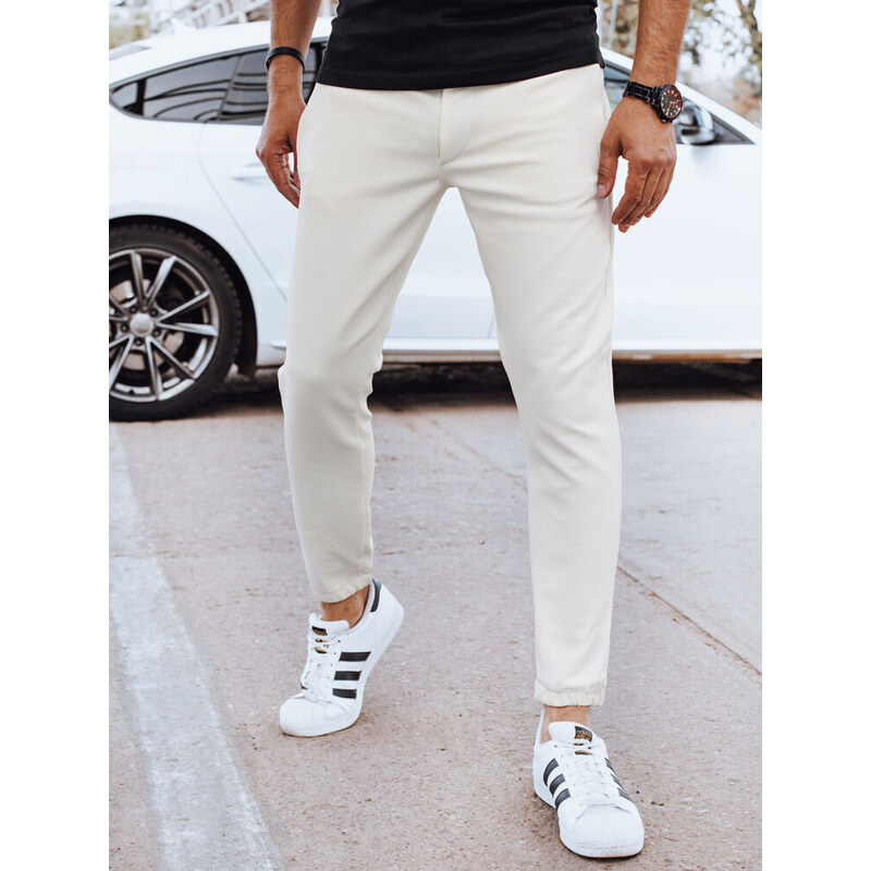 BASIC Bílé pánské jogger kalhoty UX4264