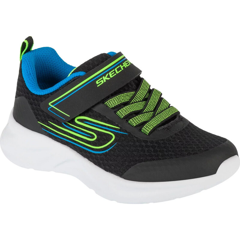 Černé dětské tenisky s modro-zelenými detaily Skechers Dynamatic