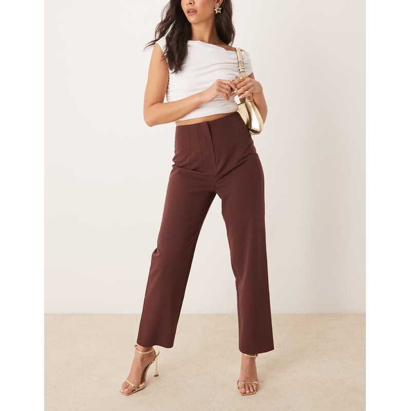 Miss Selfridge essentials cigarette trouser in chocolate-Green