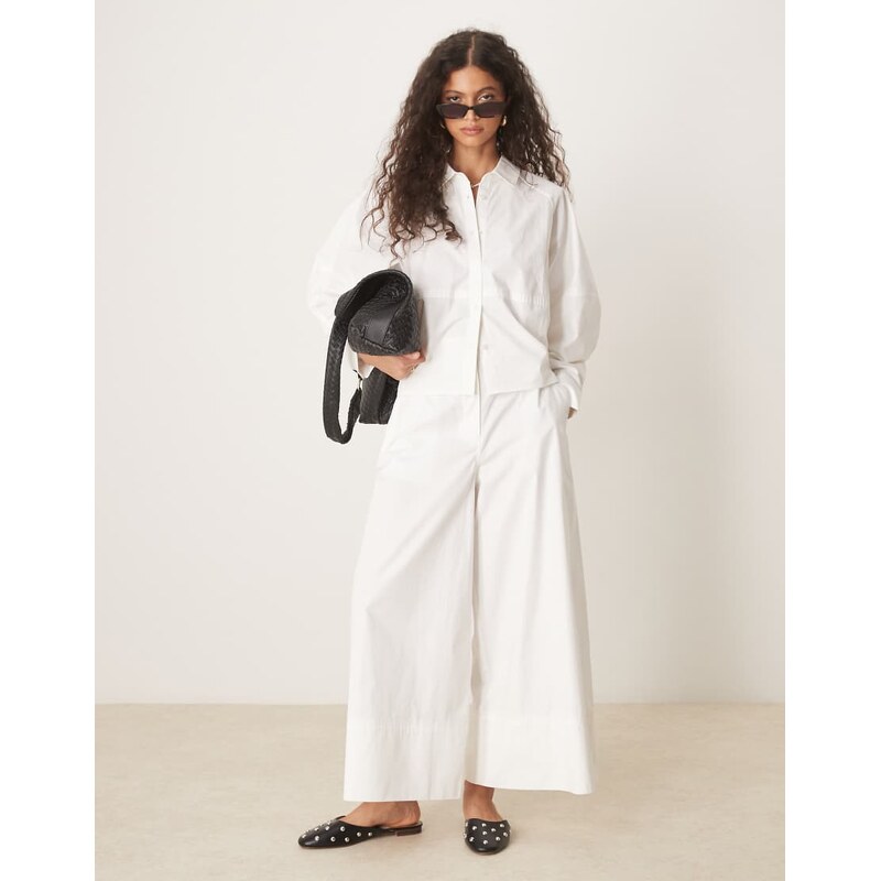 ASOS DESIGN clean wide leg culottes co-ord in white 105012107