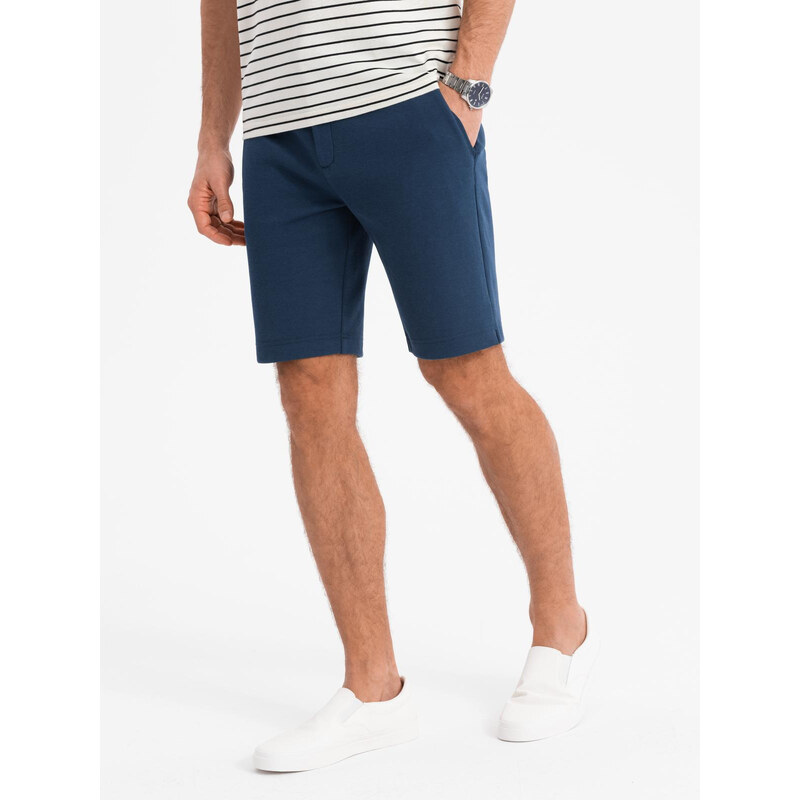 Ombre Mens SLIM FIT shorts in structured knit fabric - navy blue