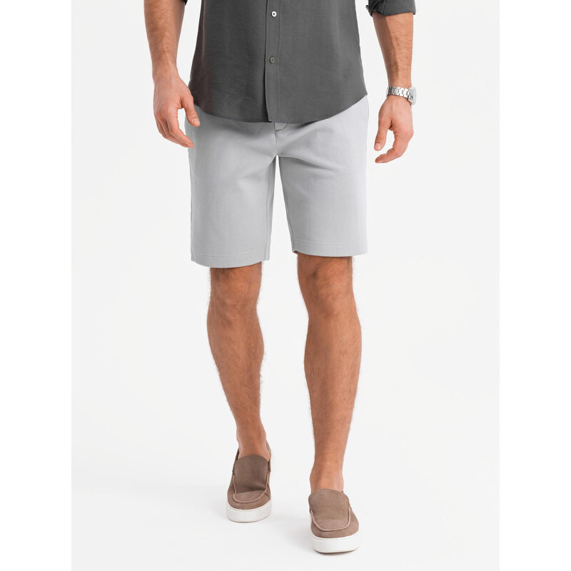 Ombre Mens SLIM FIT structured knit shorts - light grey