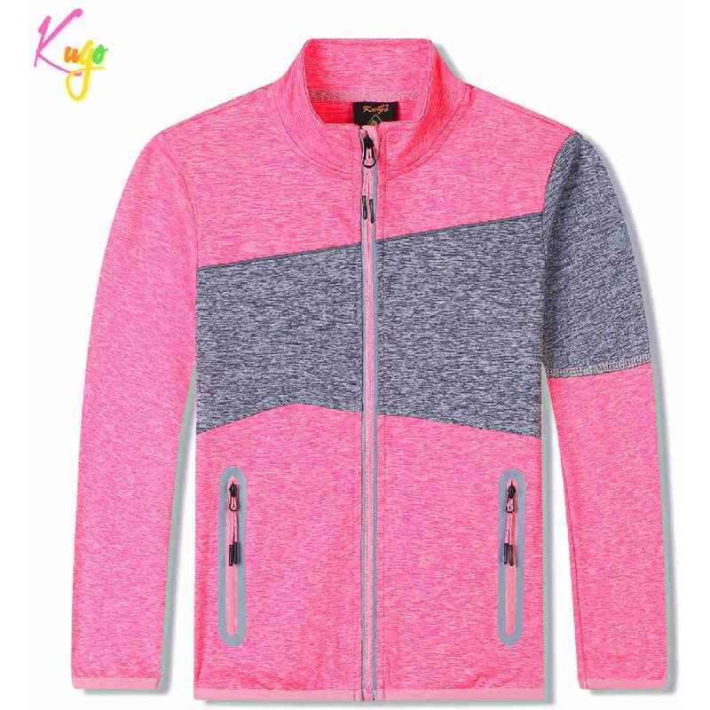 Dívčí funkční mikina Kugo FH9609 růžová / šedá, vel. 104