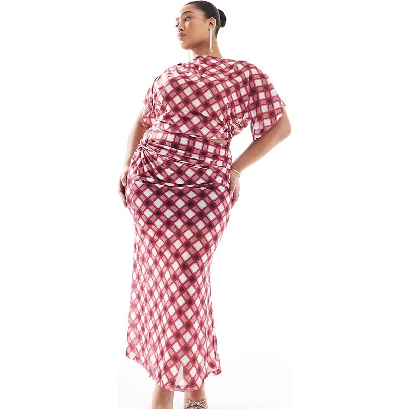 Renee Studio Plus exclusive ruched twist detail mesh maxi skirt co-ord 107814115