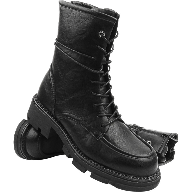 Venezia Dámské kožené boty W027LEBLOBB008 Black Zipped 103567910