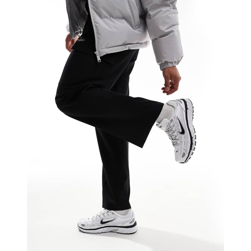 Nike P-6000 trainers in white and metallic silver