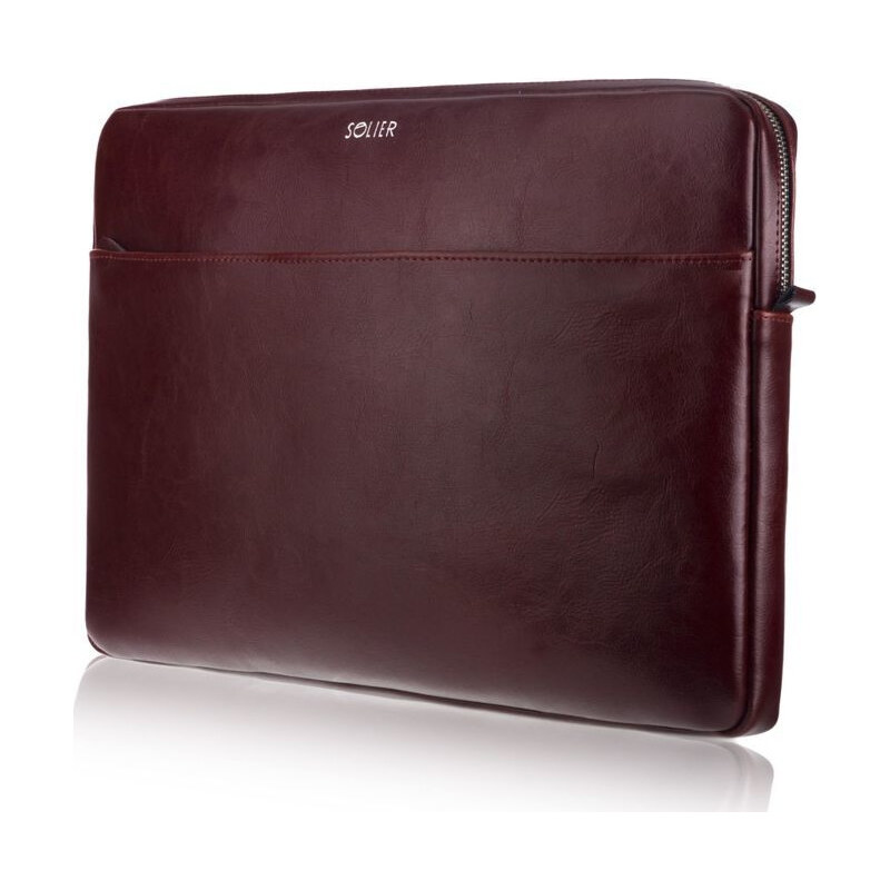 SOLIER Vínové kožené pouzdro pro notebook 15 Vínová 85873901