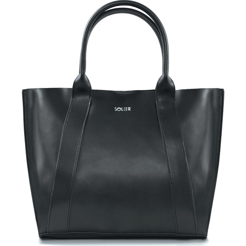 BASIC Dámská černá kožená shopper kabelka SERENA
