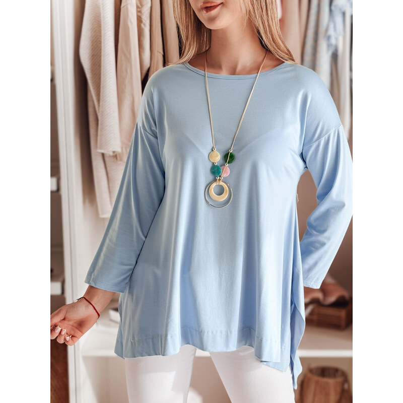 BASIC Světle modrá dámská asymetrická oversize halenka s