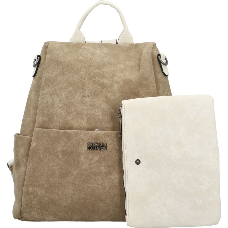 Coveri Trendy dámský koženkový kabelko-batoh Laionel new, taupe 104594765