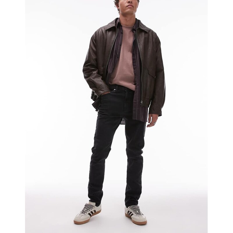 Topman stretch skinny jean in washed black