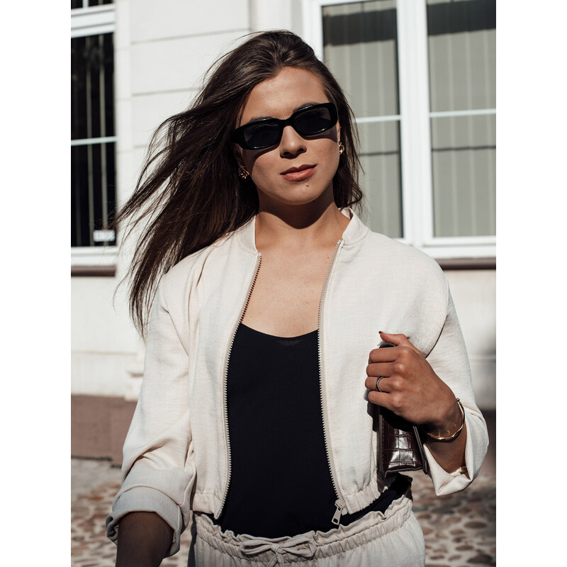BASIC Světle béžová crop bomber bunda MADDIE 94955697