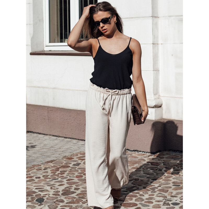 BASIC Světle béžové letní kalhoty MADDIE Béžová 94955690