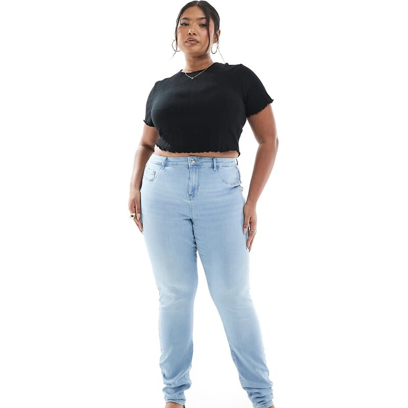 ONLY Curve push up skinny jeans in light blue 104609264