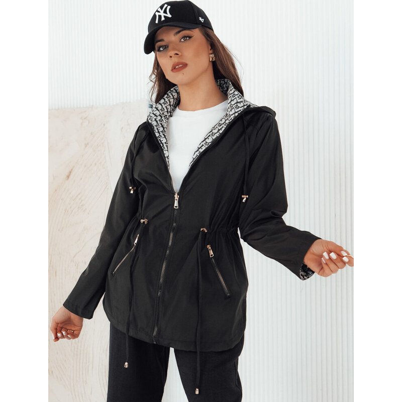 BASIC Černo-vzorovaná oboustranná parka BEGET TY4264