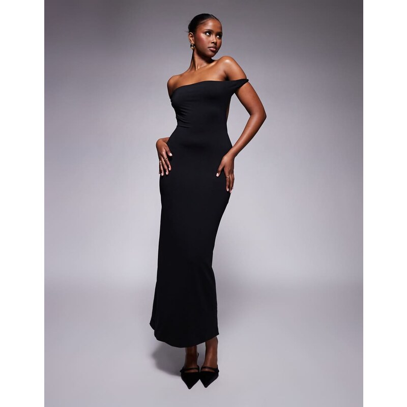 Missyempire double layered slinky twist detail open back maxi dress in 111048212