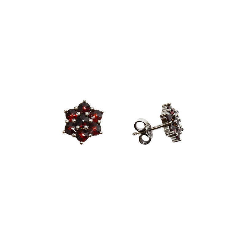 Bohemia Garnet Stříbrné granátové náušnice rutheniované - 001 03